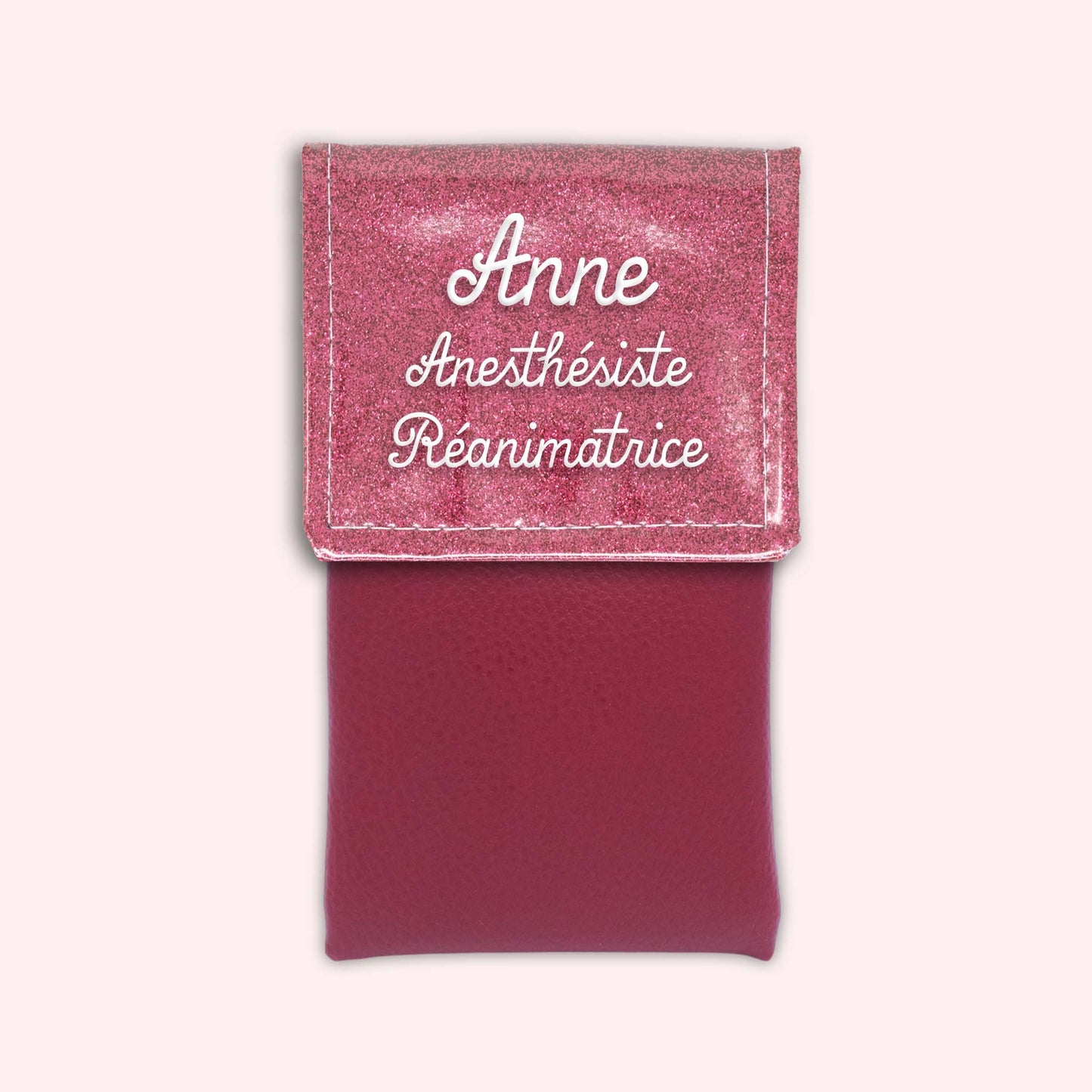 Pochette bicolore rabat Vieux rose Paillette