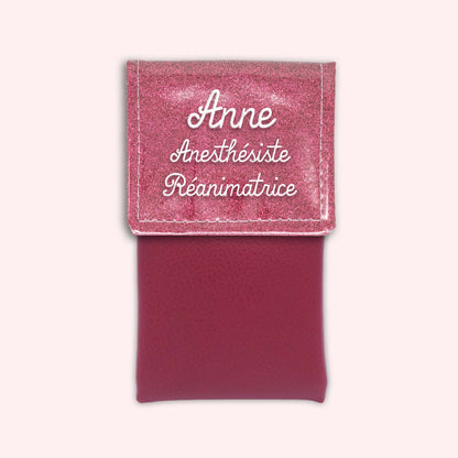 Pochette bicolore rabat Vieux rose Paillette