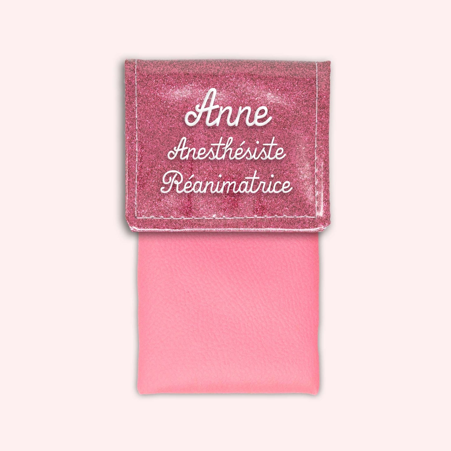 Pochette bicolore rabat Vieux rose Paillette