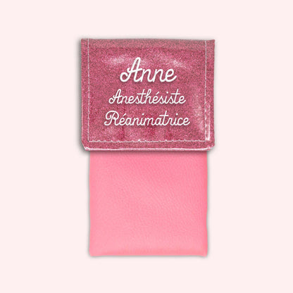 Pochette bicolore rabat Vieux rose Paillette