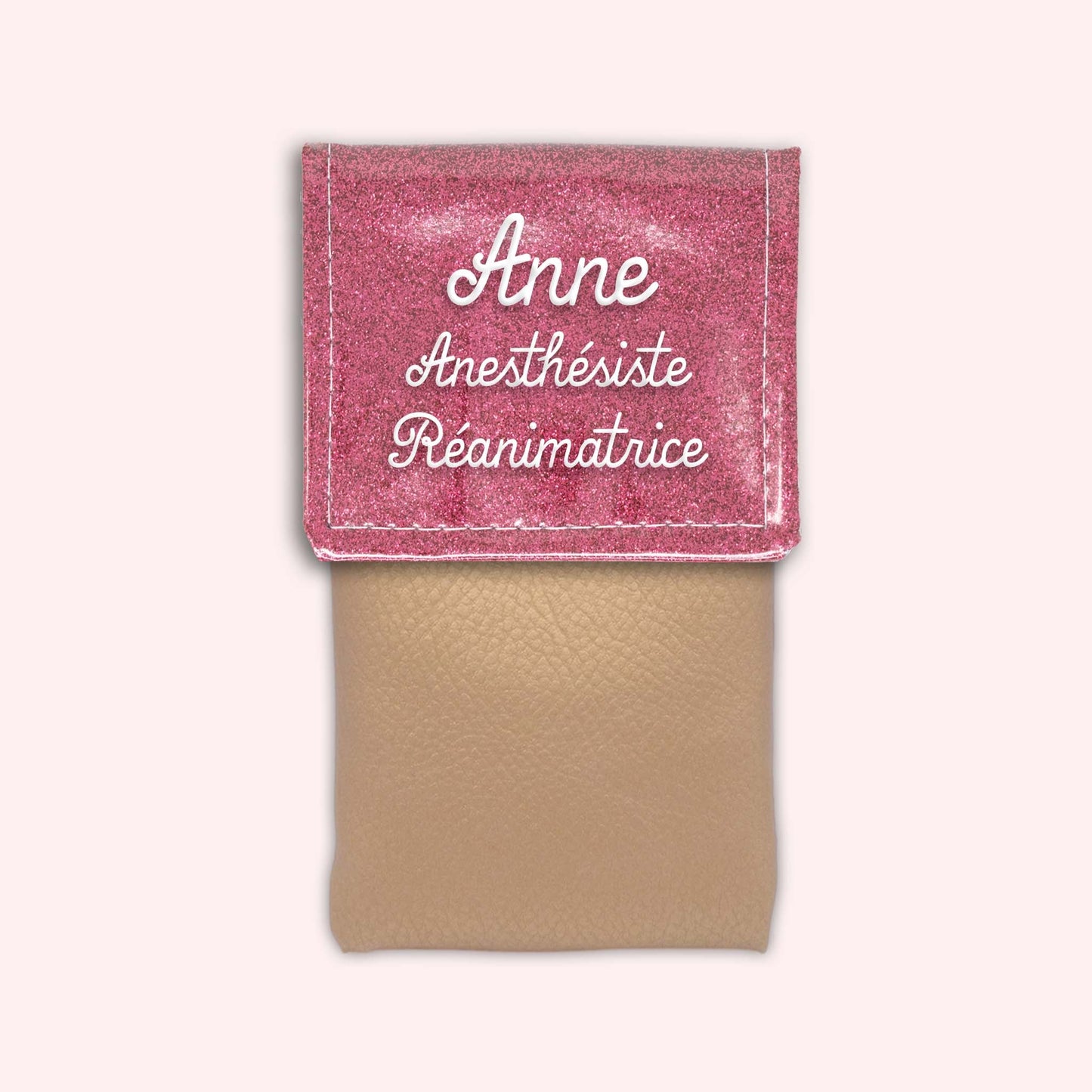Pochette bicolore rabat Vieux rose Paillette