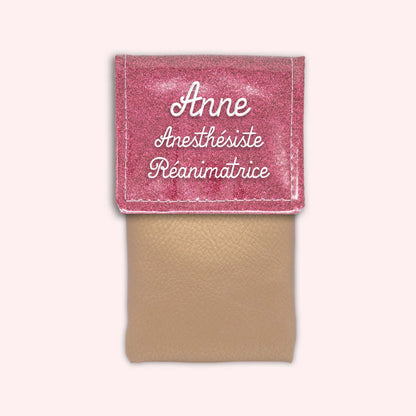 Pochette bicolore rabat Vieux rose Paillette