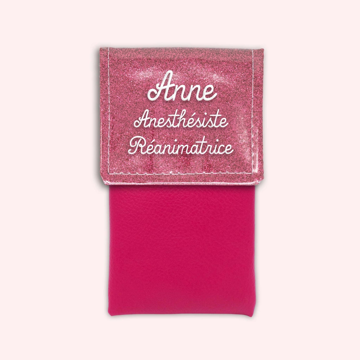 Pochette bicolore rabat Vieux rose Paillette