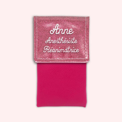 Pochette bicolore rabat Vieux rose Paillette