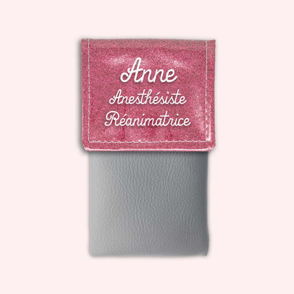 Pochette bicolore rabat Vieux rose Paillette