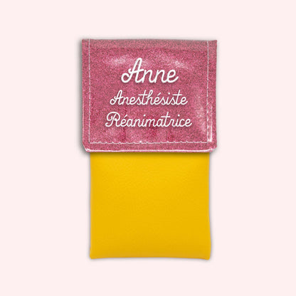 Pochette bicolore rabat Vieux rose Paillette