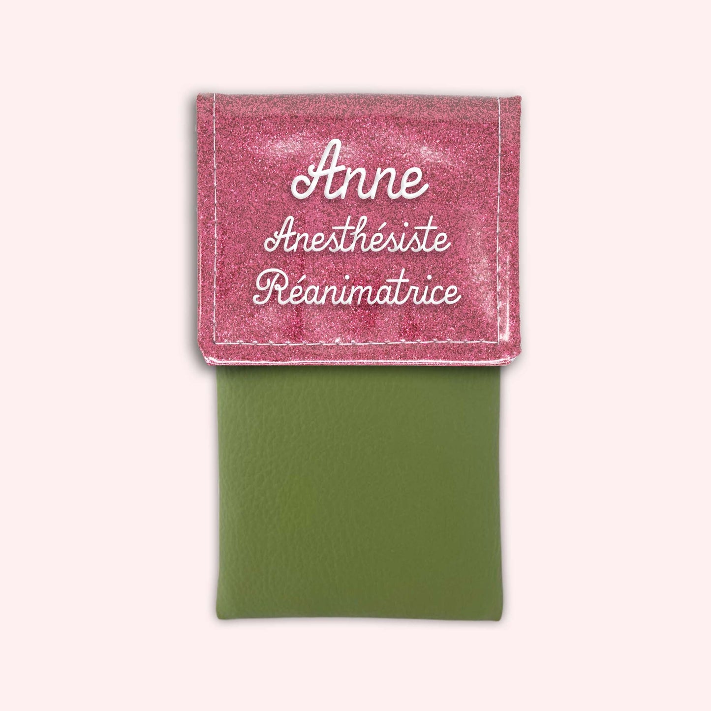 Pochette bicolore rabat Vieux rose Paillette