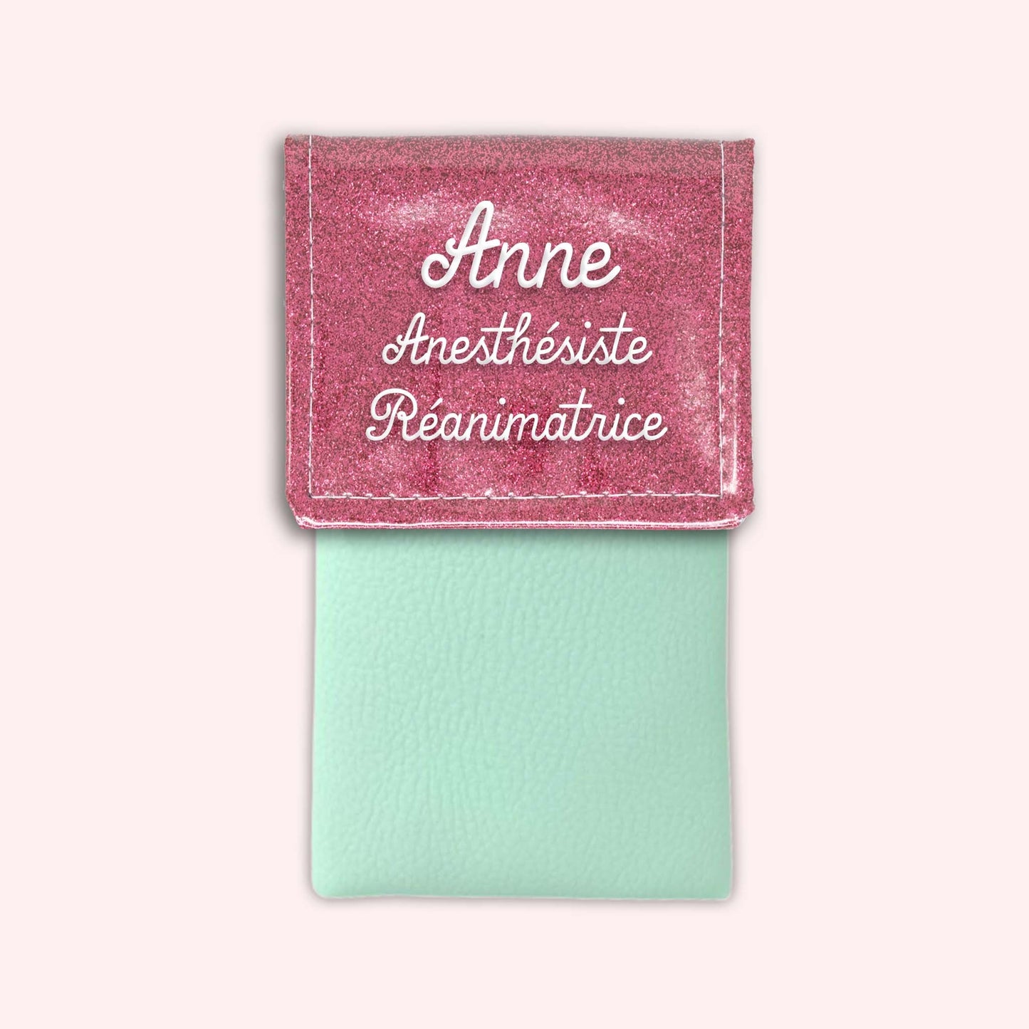 Pochette bicolore rabat Vieux rose Paillette
