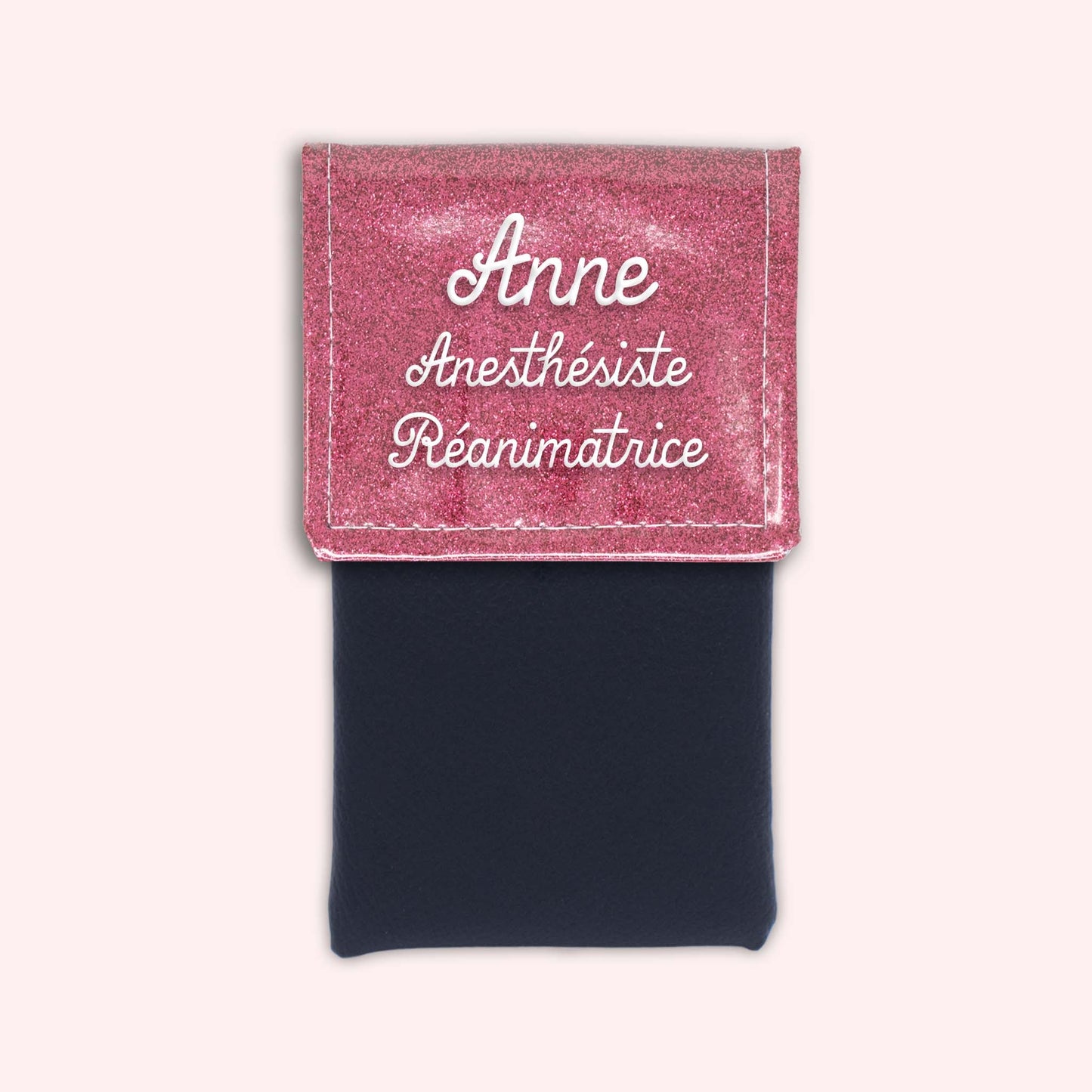 Pochette bicolore rabat Vieux rose Paillette