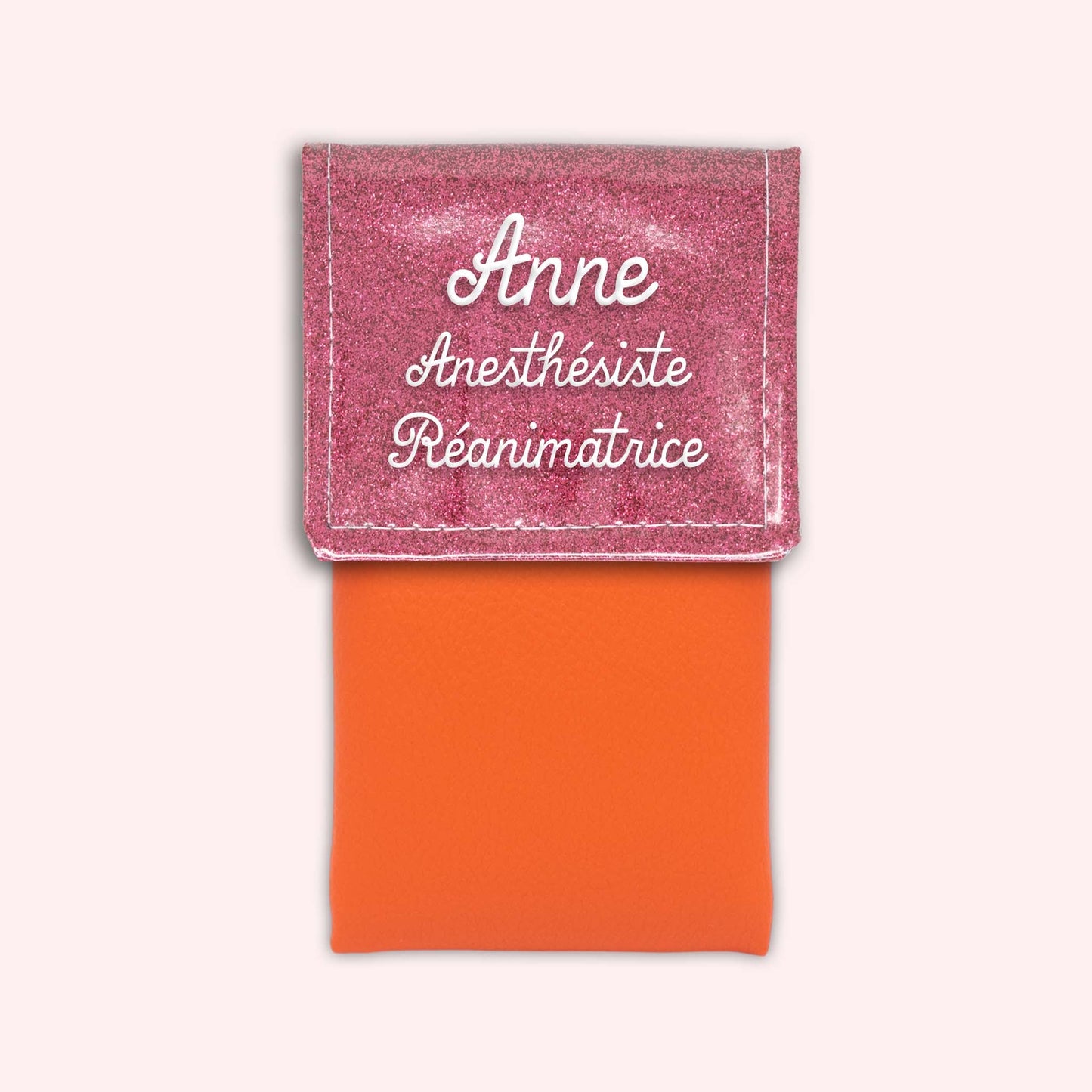 Pochette bicolore rabat Vieux rose Paillette