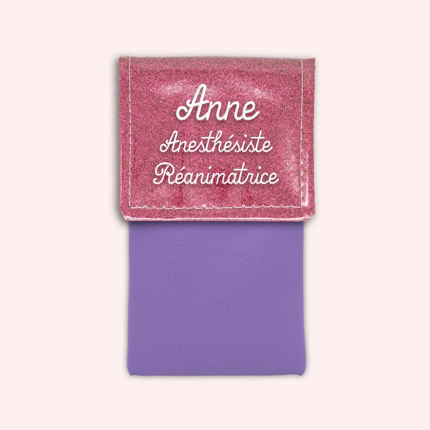 Pochette bicolore rabat Vieux rose Paillette