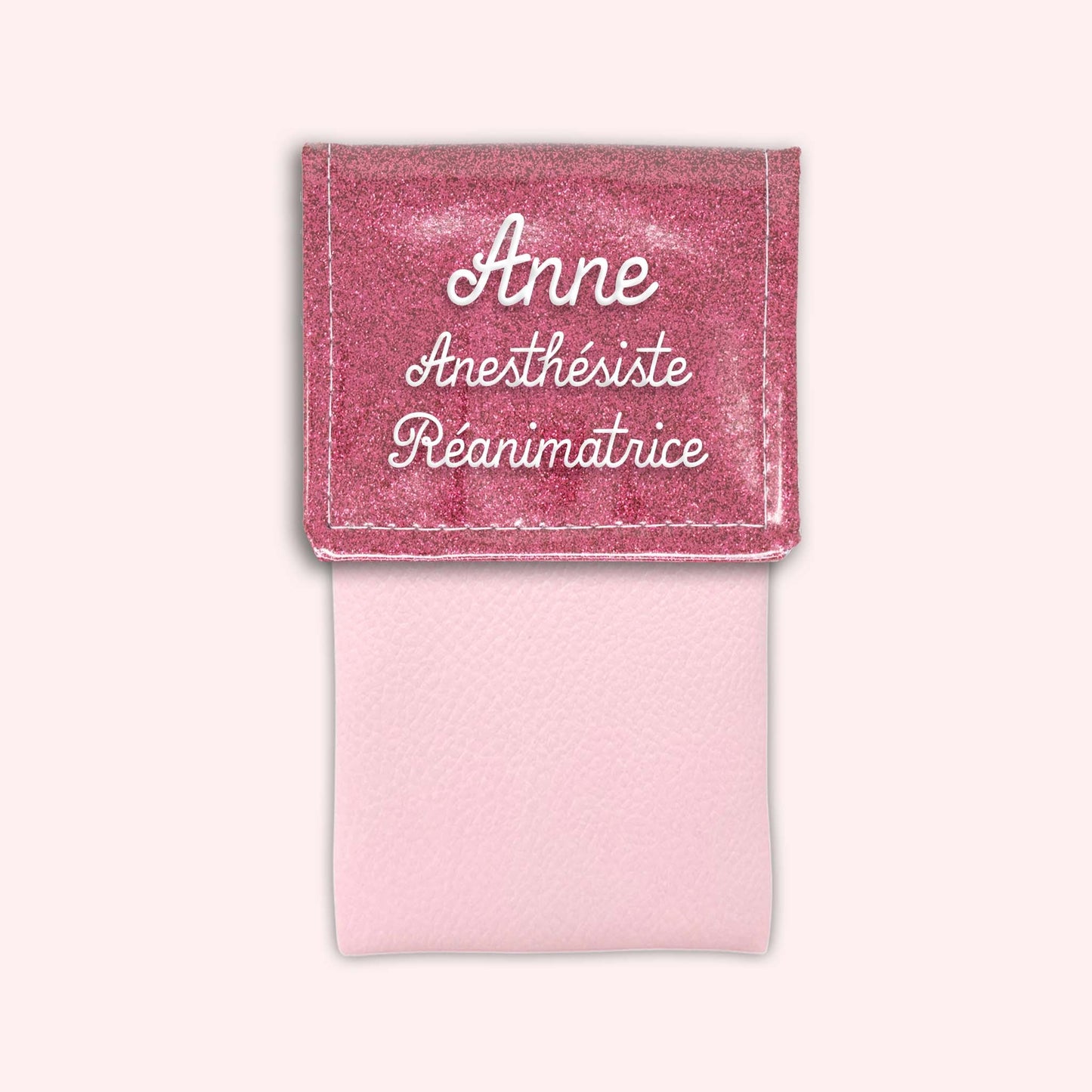 Pochette bicolore rabat Vieux rose Paillette