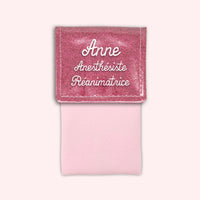 Pochette bicolore rabat Vieux rose Paillette