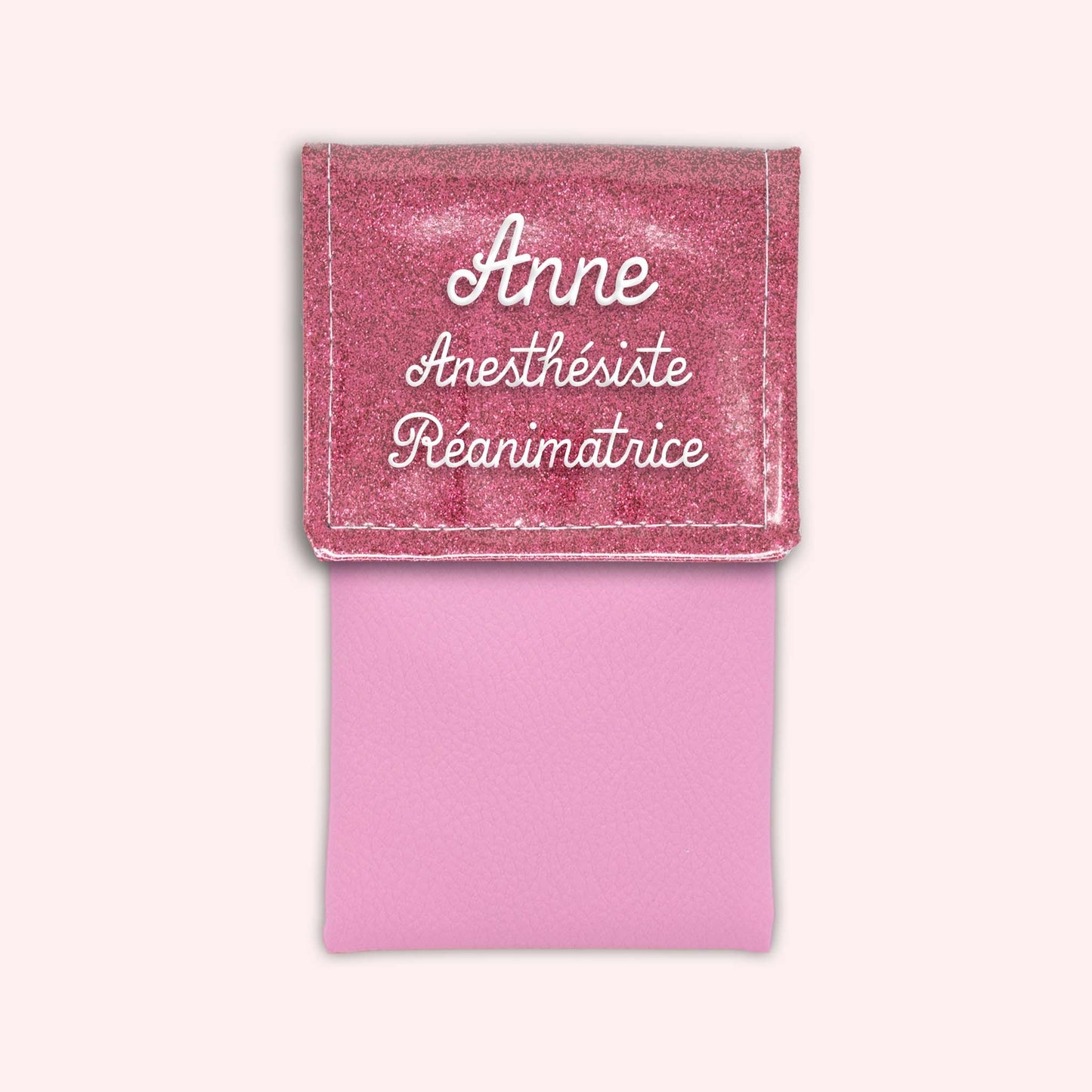 Pochette bicolore rabat Vieux rose Paillette
