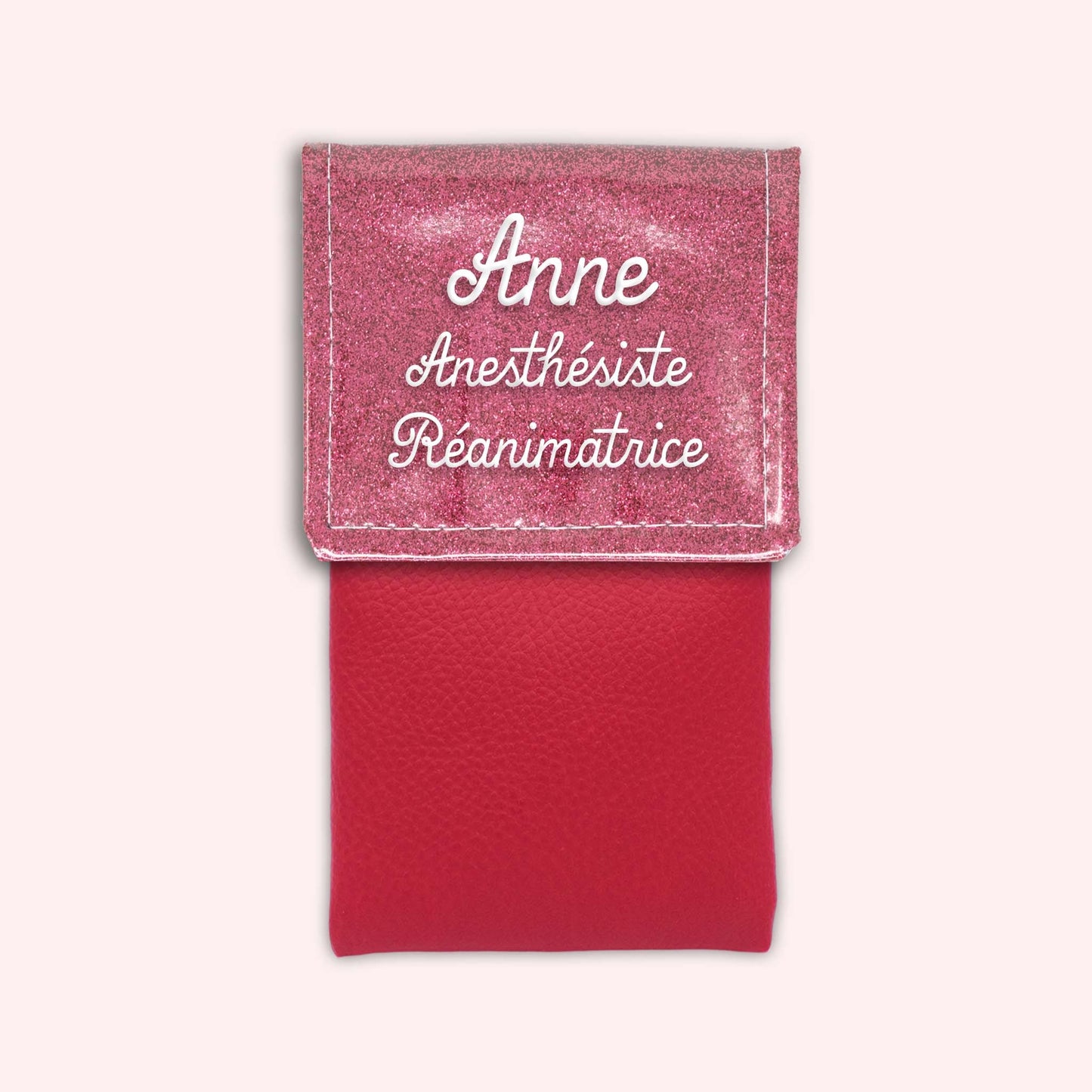 Pochette bicolore rabat Vieux rose Paillette