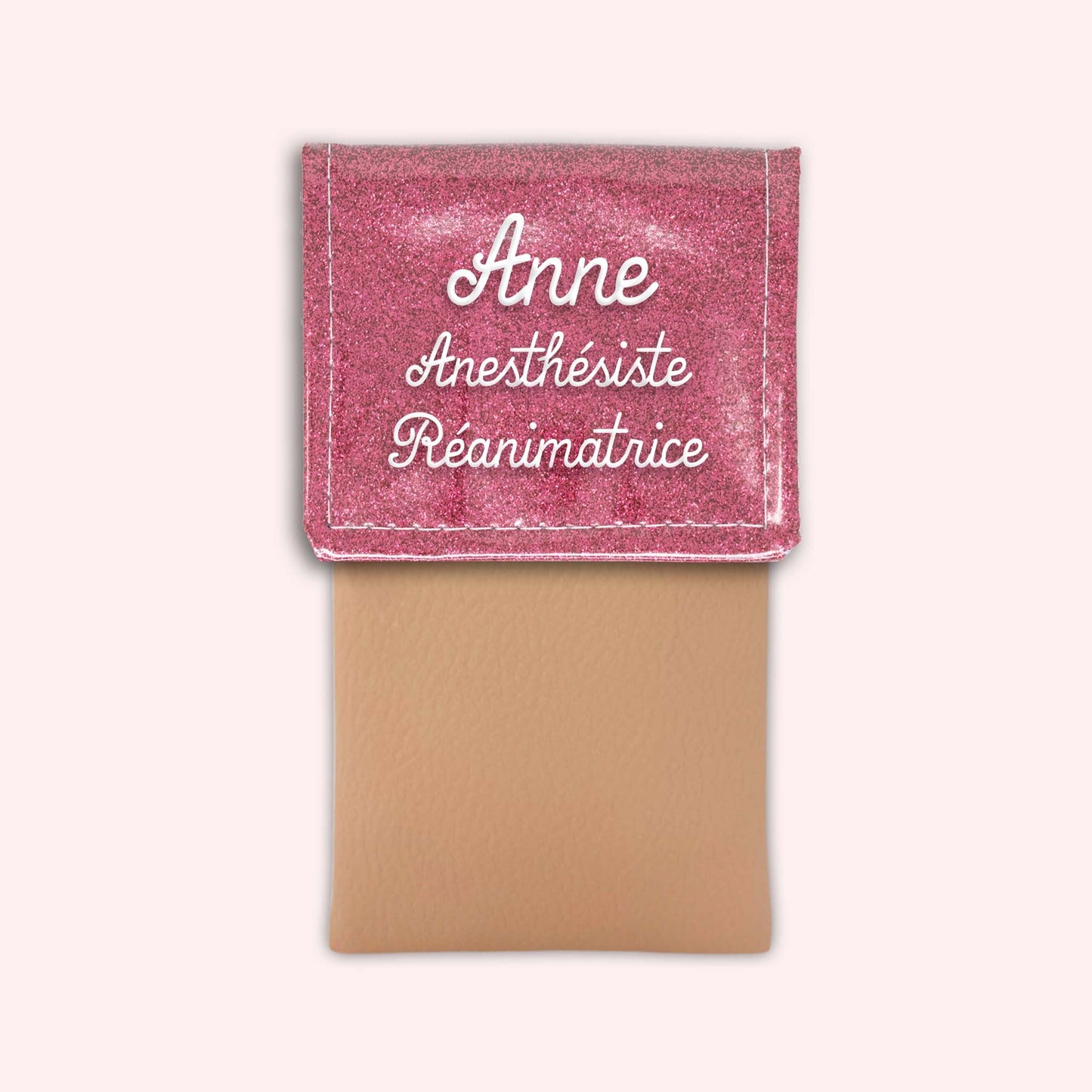 Pochette bicolore rabat Vieux rose Paillette