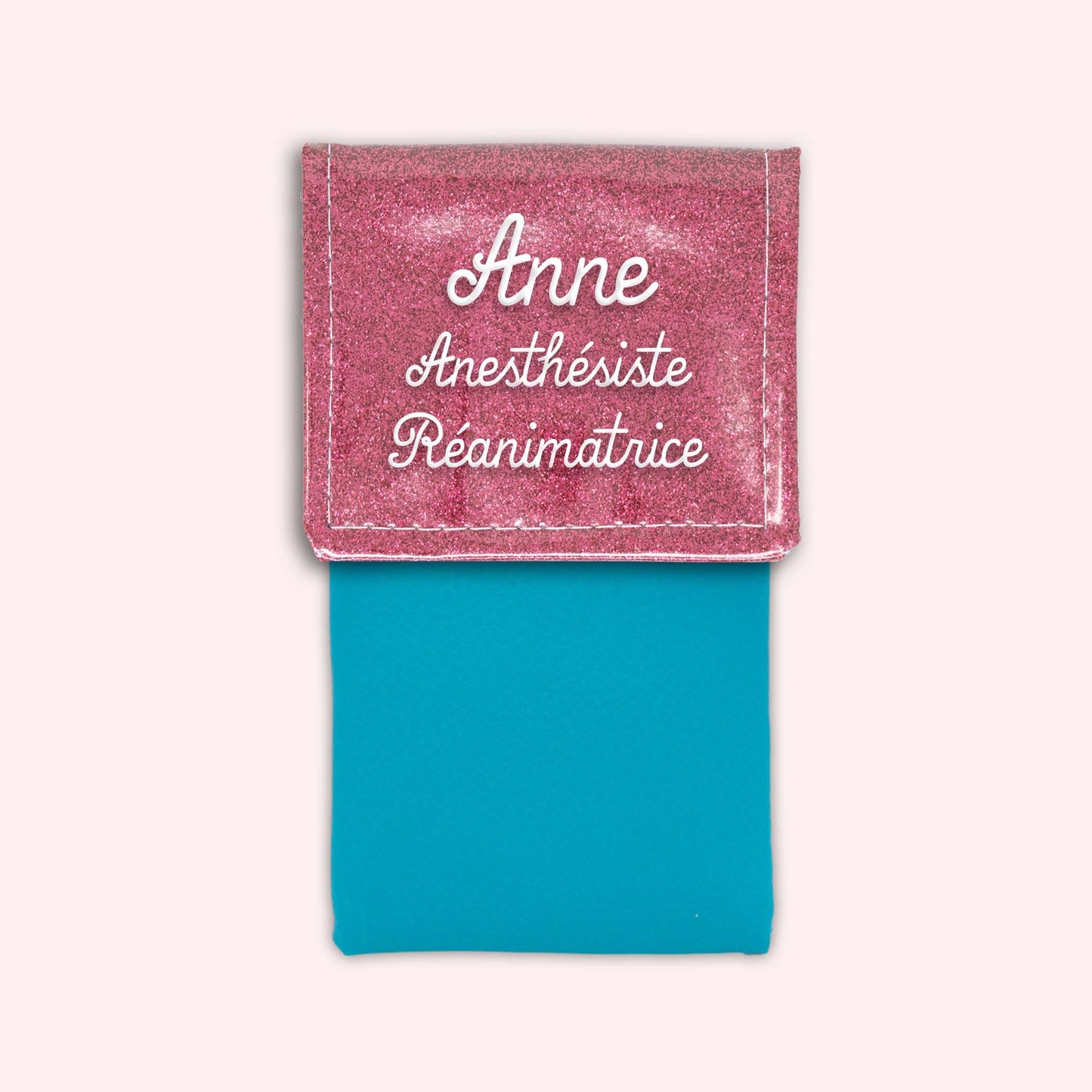 Pochette bicolore rabat Vieux rose Paillette