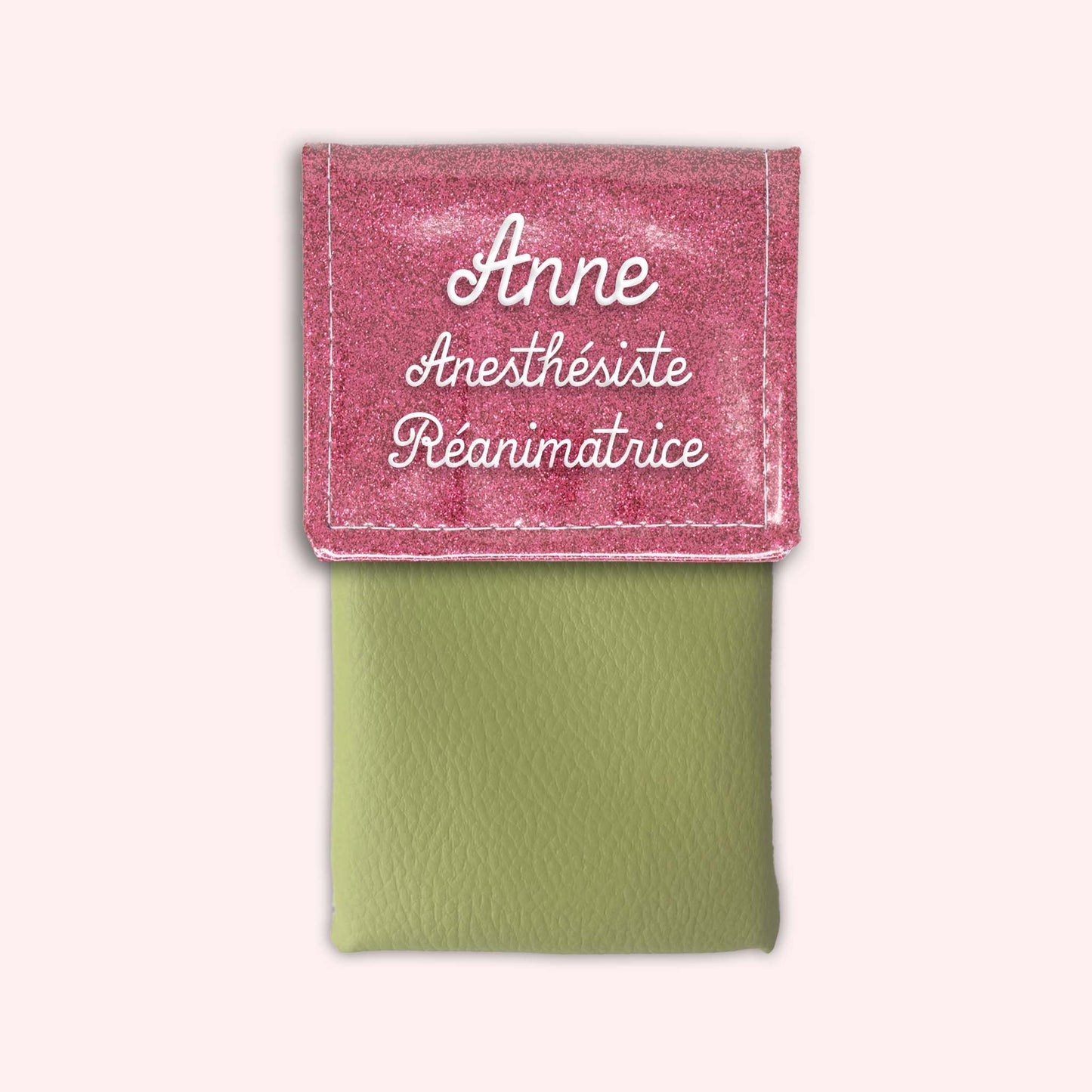 Pochette bicolore rabat Vieux rose Paillette
