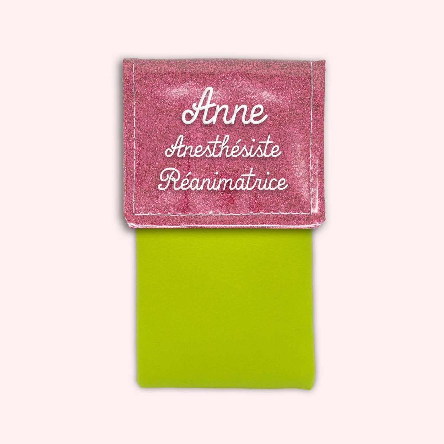 Pochette bicolore rabat Vieux rose Paillette