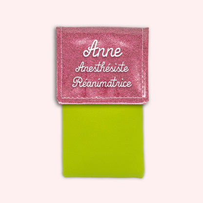 Pochette bicolore rabat Vieux rose Paillette
