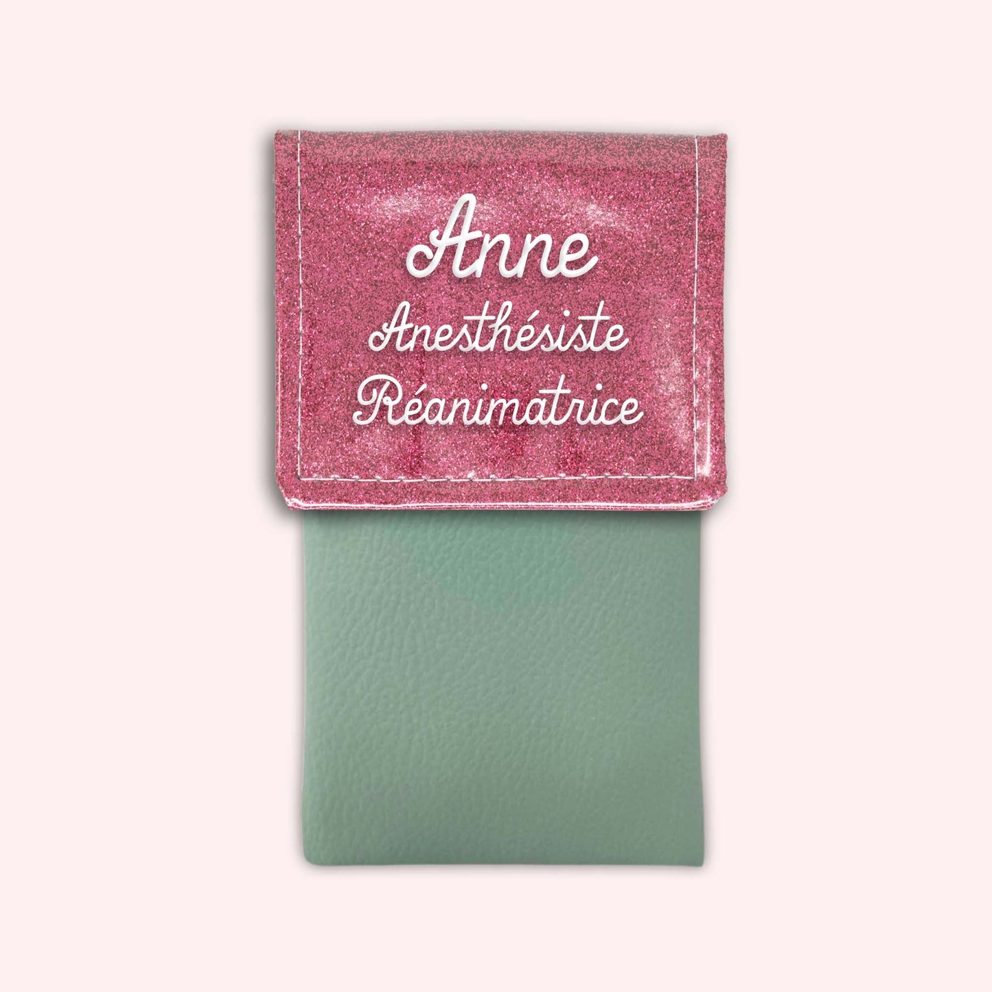 Pochette bicolore rabat Vieux rose Paillette