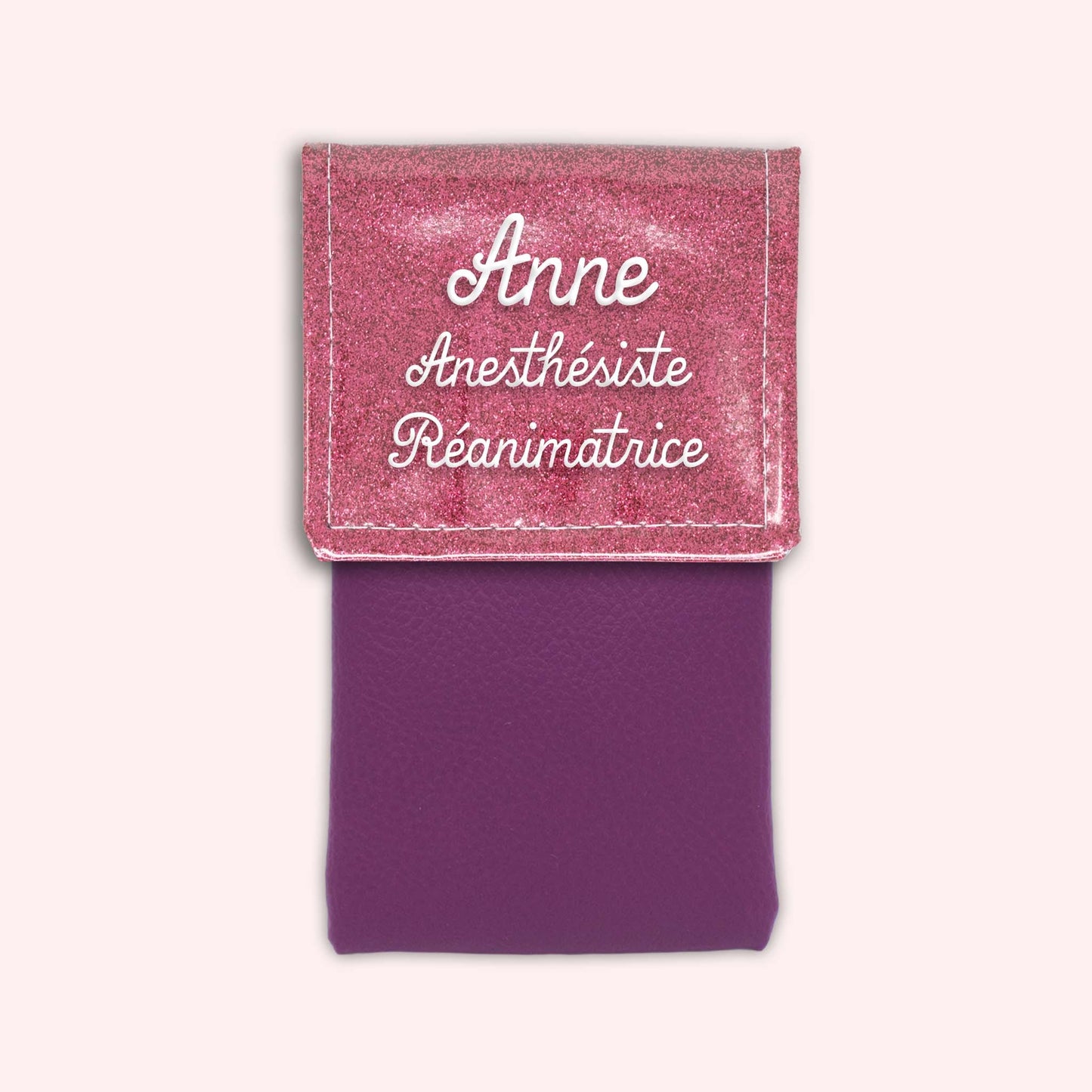 Pochette bicolore rabat Vieux rose Paillette