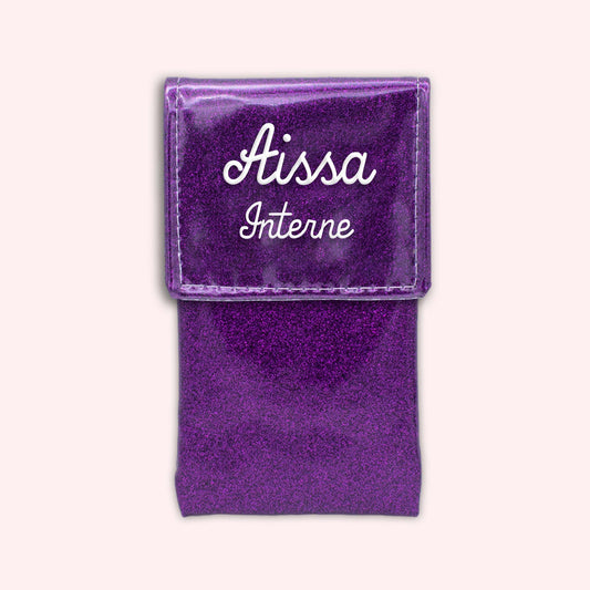 Purple glitter magnetic pouch
