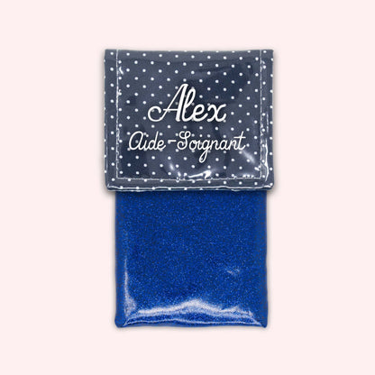 Navy Blue Polka Dot Magnetic Pouch