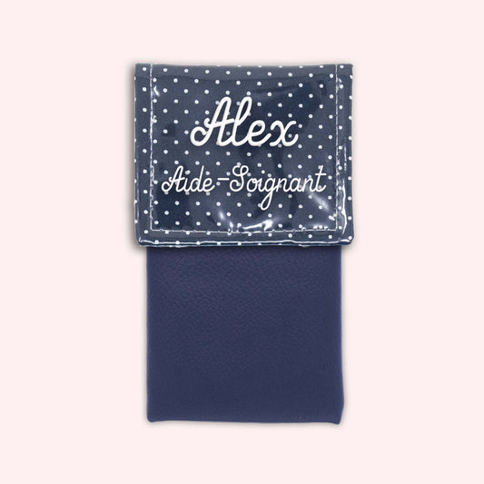 Pochette aimantée Bleu Marine Petits Pois