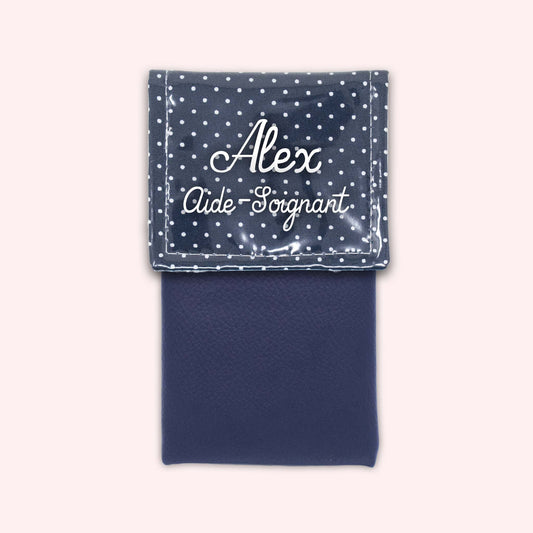 Navy Blue Polka Dot Magnetic Pouch