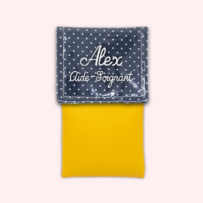 Navy Blue Polka Dot Magnetic Pouch