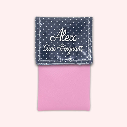 Navy Blue Polka Dot Magnetic Pouch