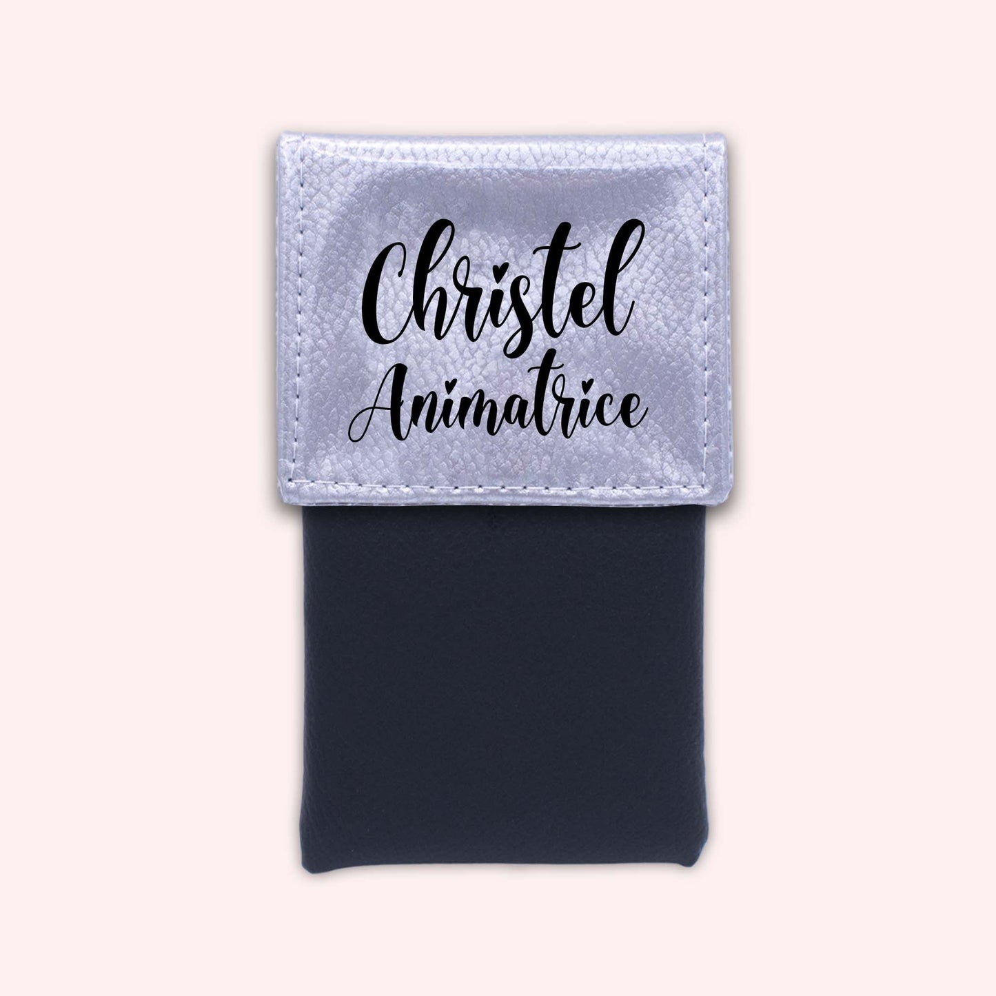 Two-tone silver flap pouch