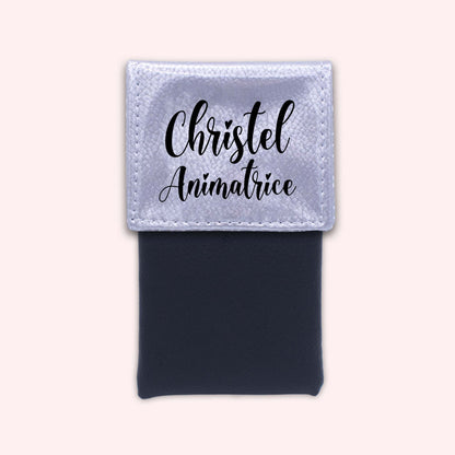 Two-tone silver flap pouch