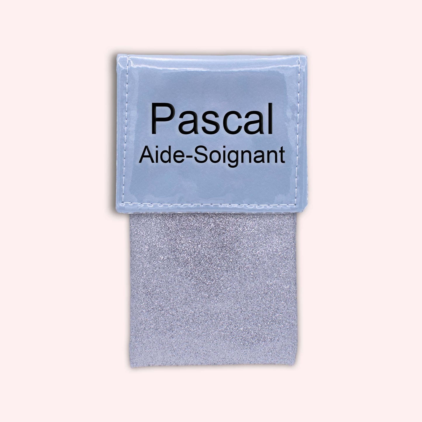 Two-tone blue-grey flap pouch