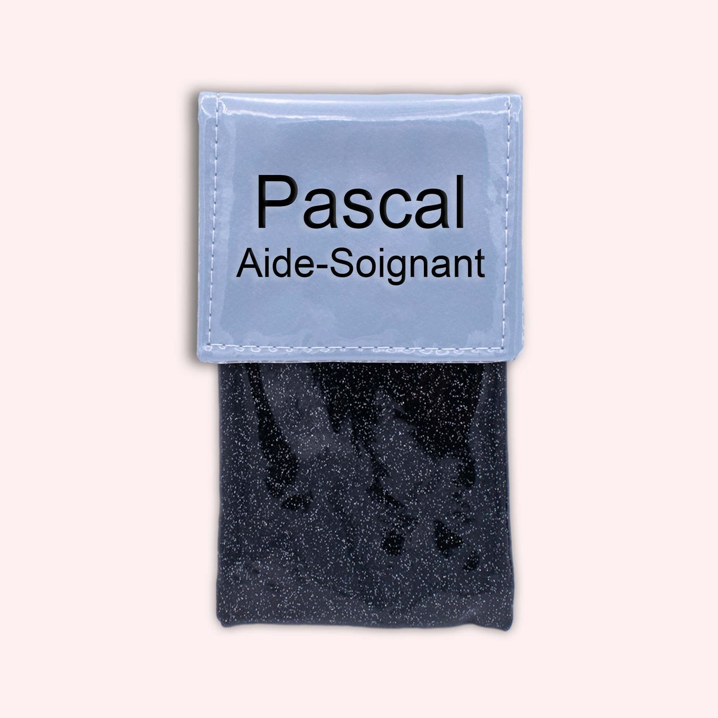 Two-tone blue-grey flap pouch