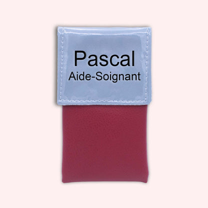 Two-tone blue-grey flap pouch