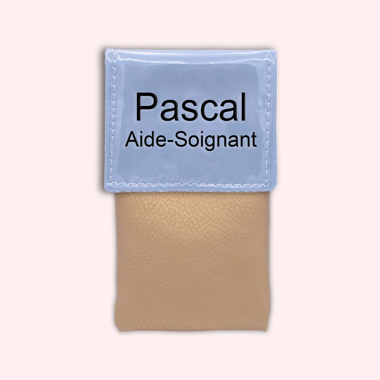 Two-tone blue-grey flap pouch