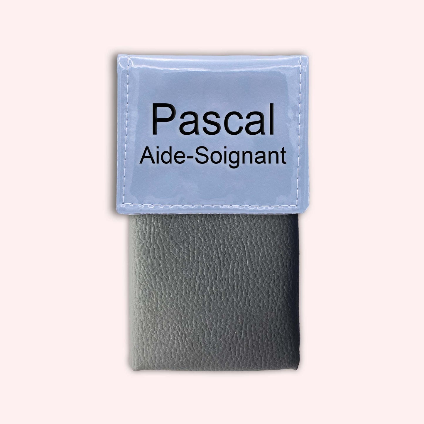 Two-tone blue-grey flap pouch