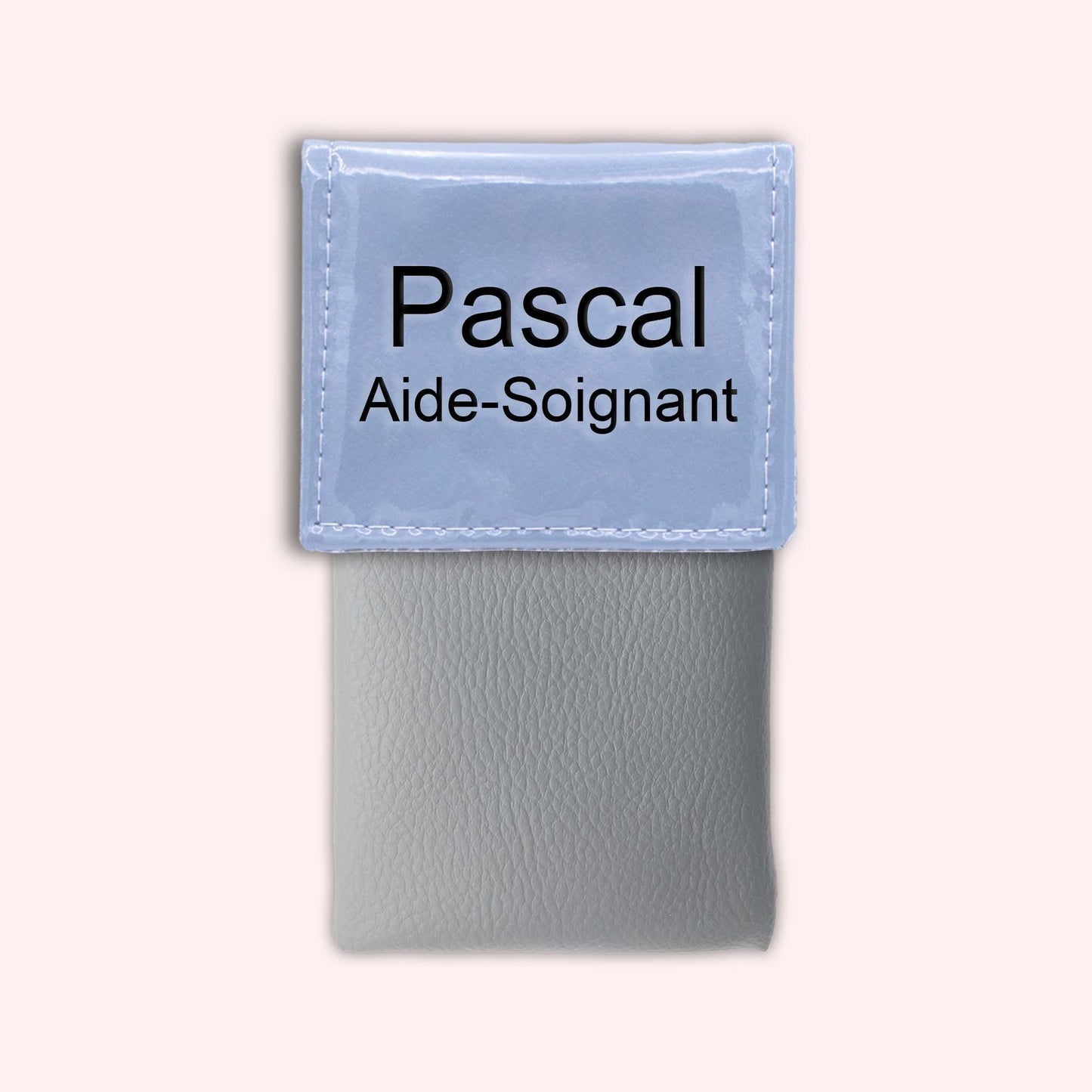 Two-tone blue-grey flap pouch