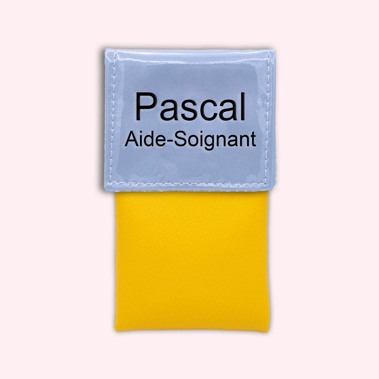 Two-tone blue-grey flap pouch