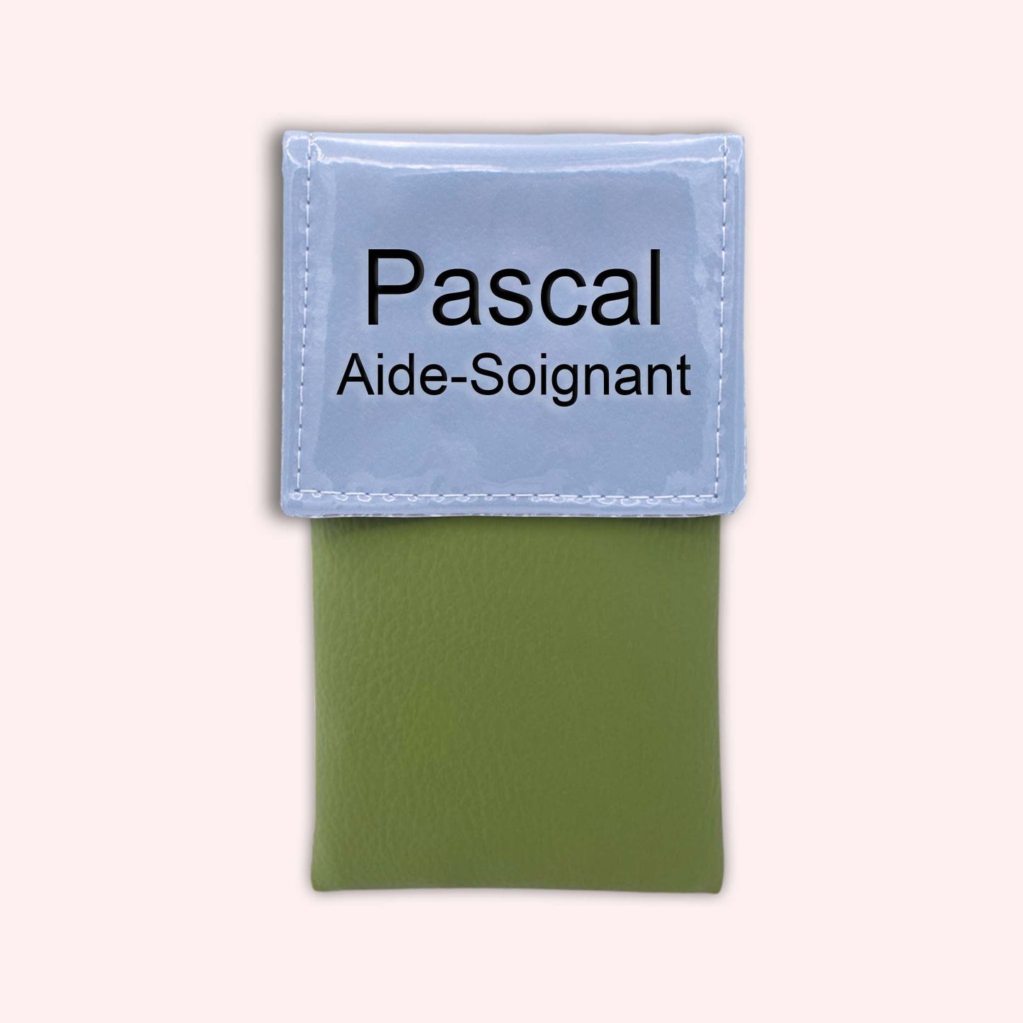 Two-tone blue-grey flap pouch