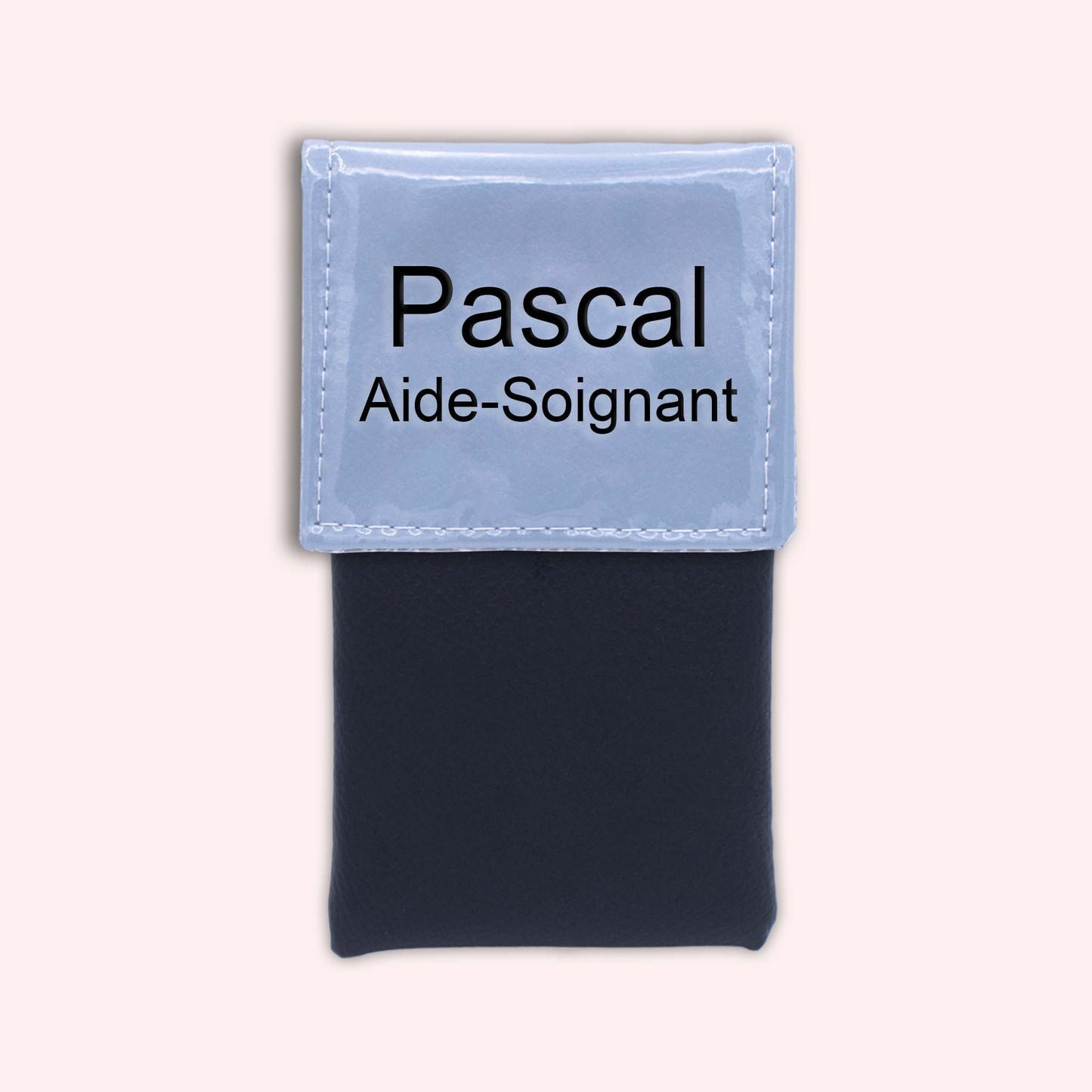 Two-tone blue-grey flap pouch