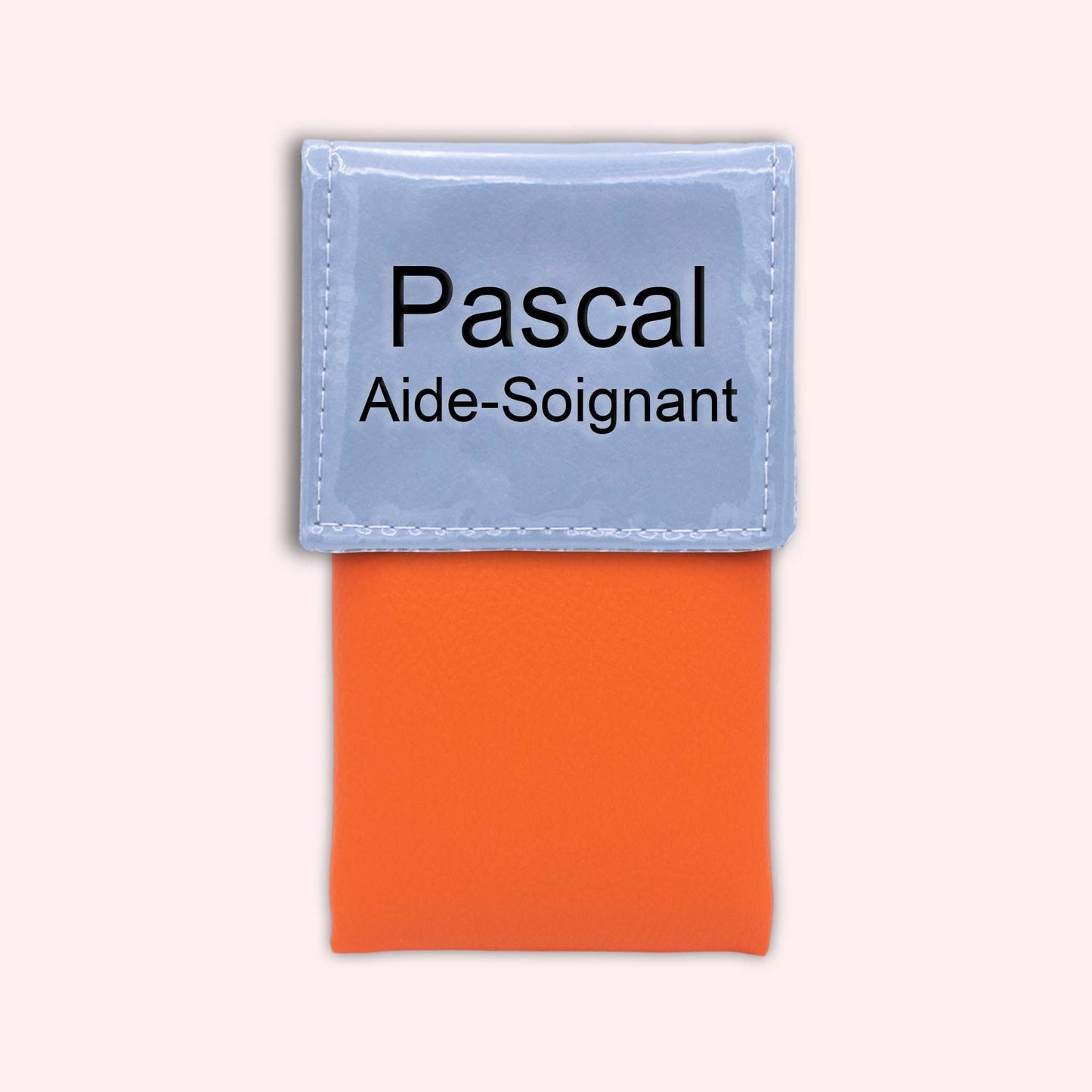 Two-tone blue-grey flap pouch