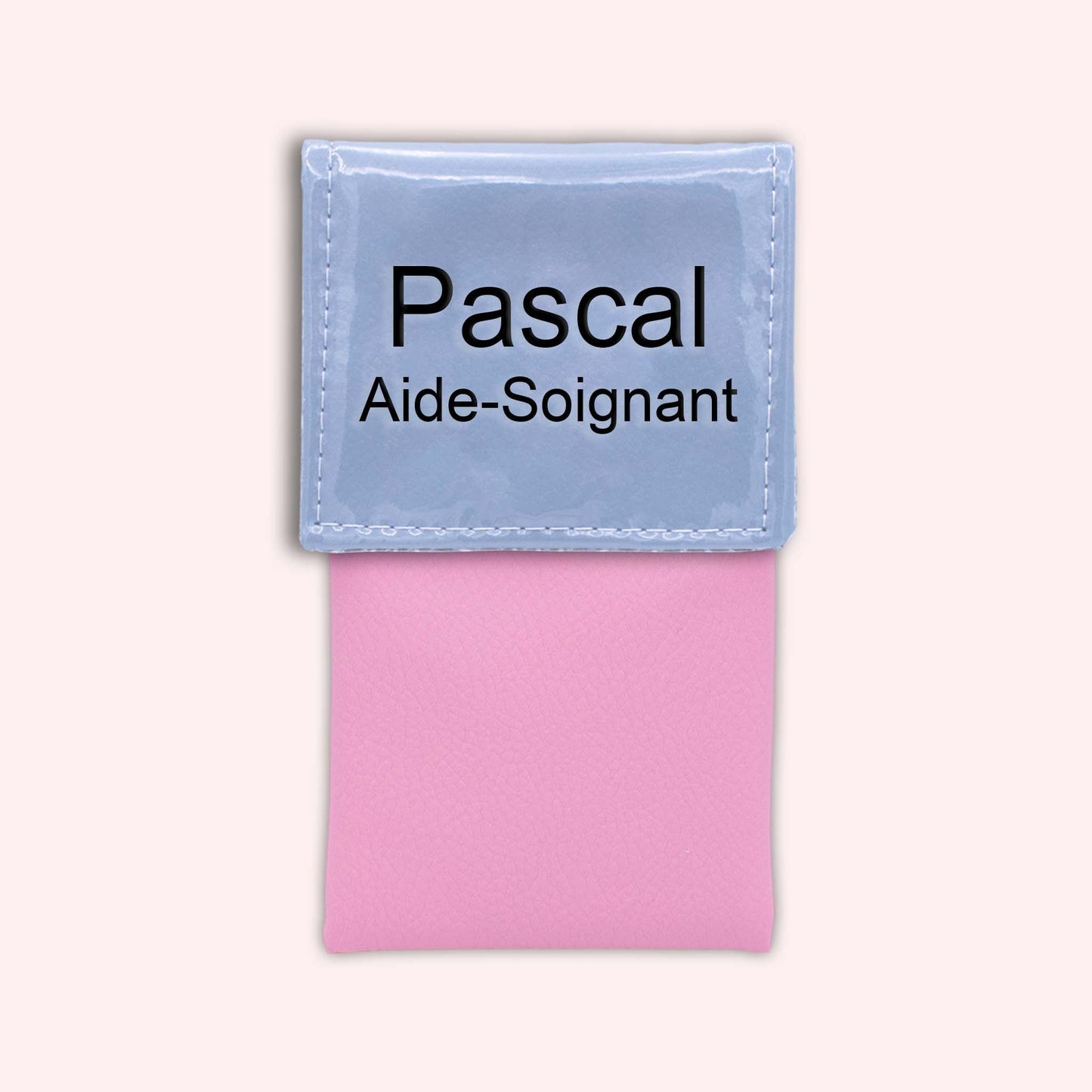Two-tone blue-grey flap pouch