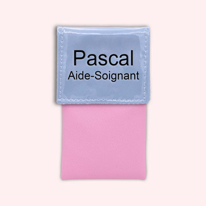 Two-tone blue-grey flap pouch