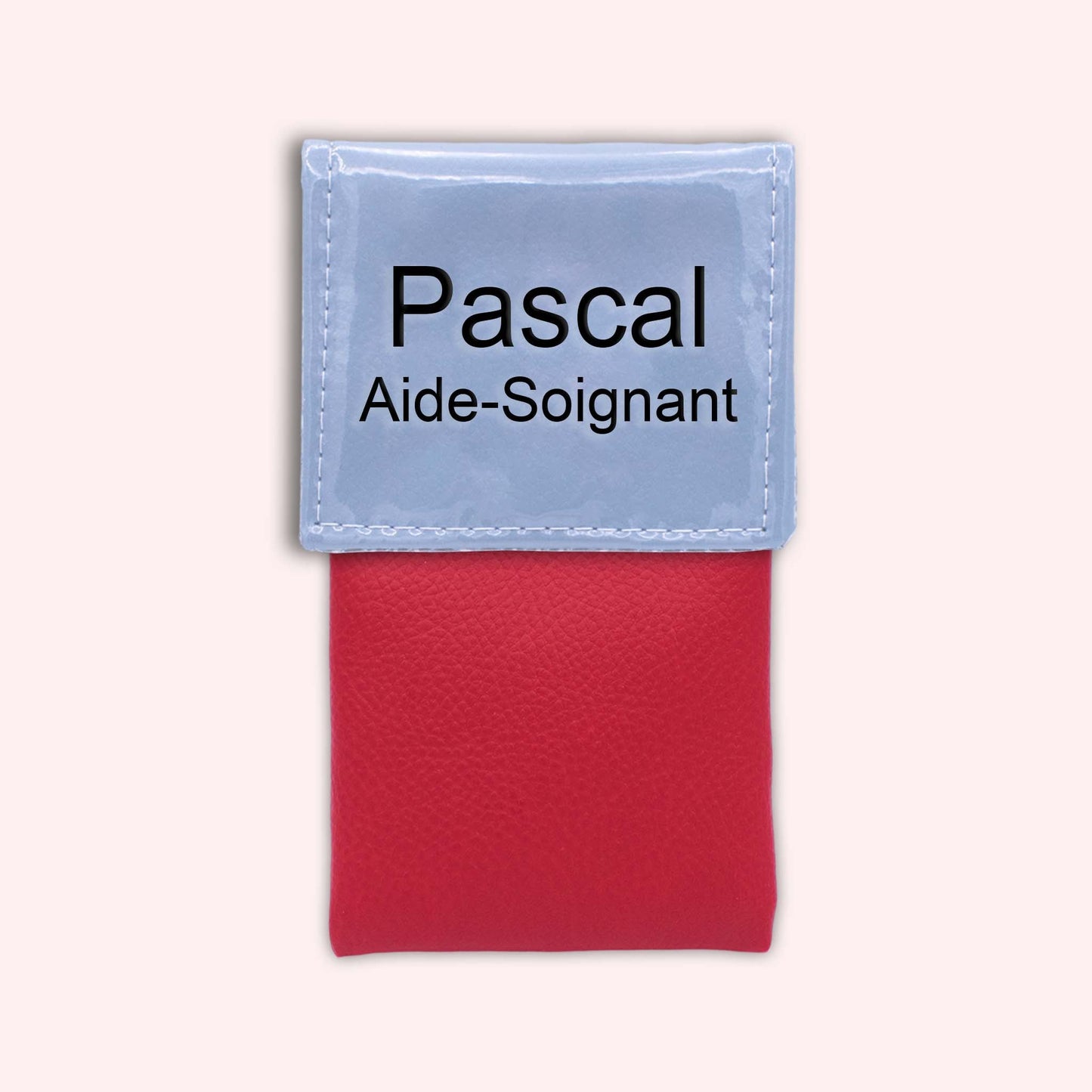 Two-tone blue-grey flap pouch