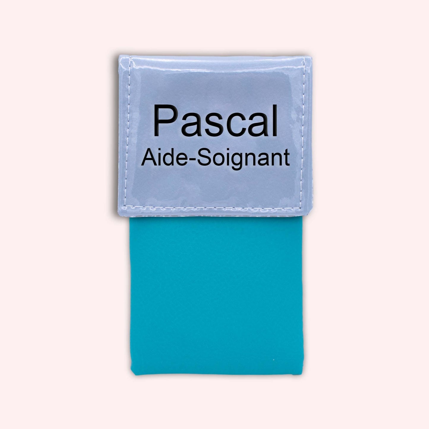 Two-tone blue-grey flap pouch