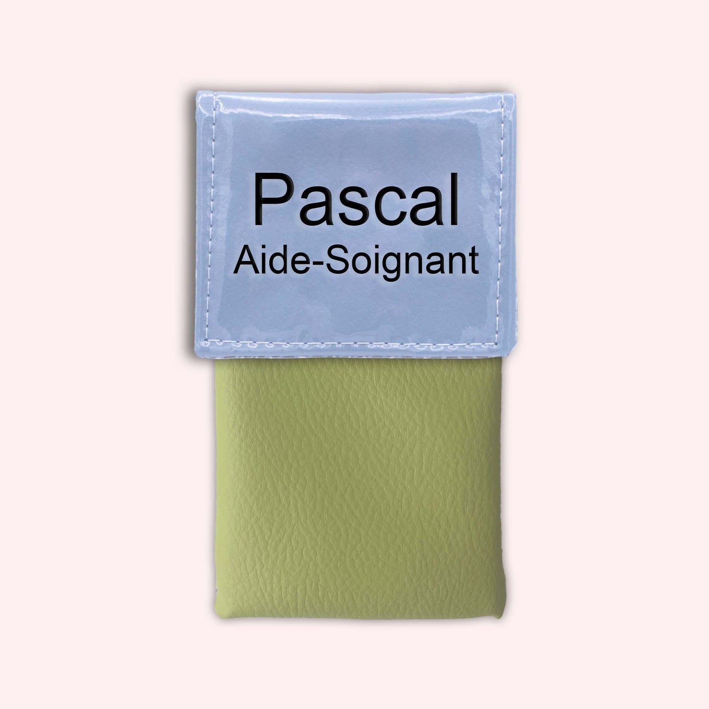 Two-tone blue-grey flap pouch