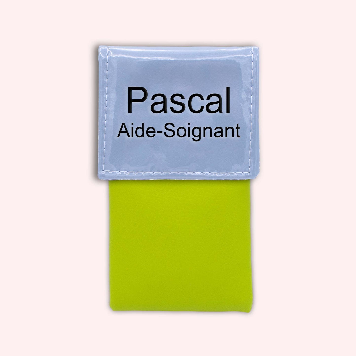 Two-tone blue-grey flap pouch